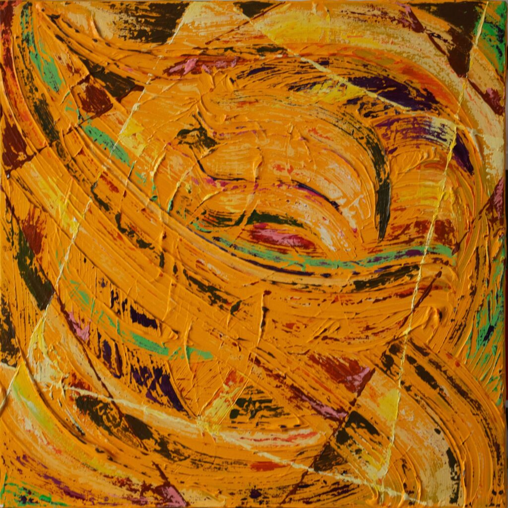 Love in the Sunflower Field, abstract Arabic calligraphy artwork by Wawi Abdel Kader, from the Sunflower series, view 2
